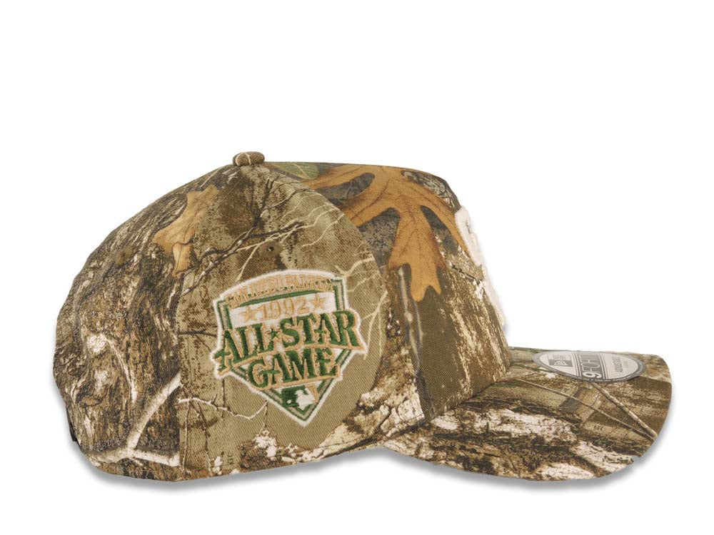 San Diego Padres New Era MLB 9FORTY 940 Adjustable A-Frame Cap Hat Real Tree Edge Camo Crown/Visor White Logo 1992 All-Star Game Side Patch Gray UV