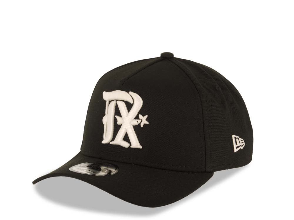 Texas Rangers New Era 9FORTY 940 Adjustable A-Frame Cap Hat Black Crown/Visor White Logo 2024 All Star Game Side Patch Gray UV