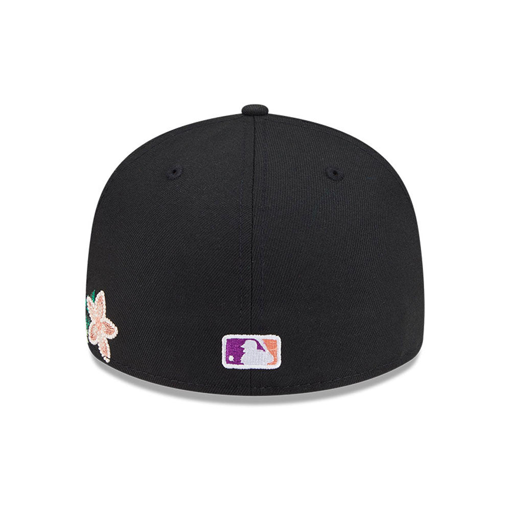 Atlanta Braves New Era MLB 59FIFTY 5950 Fitted Cap Hat Black Crown/Visor White Logo Green UV (Tonal Florals)