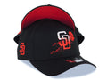 San Diego Padres New Era MLB 9FORTY 940 Adjustable A-Frame Cap Hat Black Crown/Visor White/Red Logo With Dotted Flower Red UV