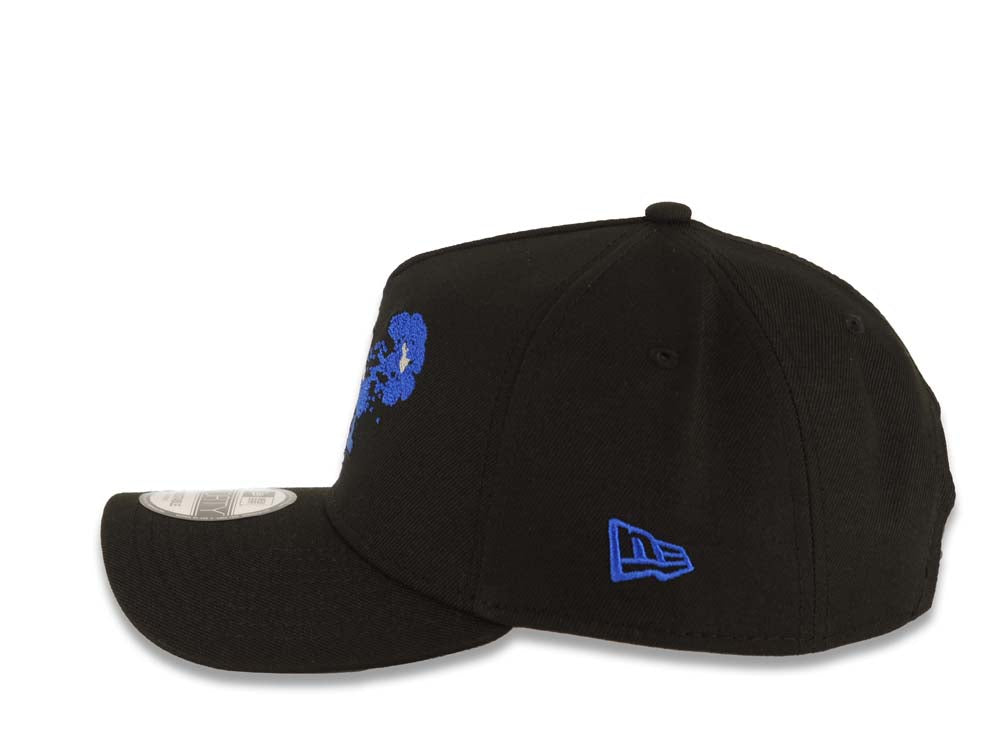 Los Angeles Dodgers New Era MLB 9FORTY 940 Adjustable A-Frame Cap Hat Black Crown/Visor White/Blue Logo With Dotted Flower Gray UV