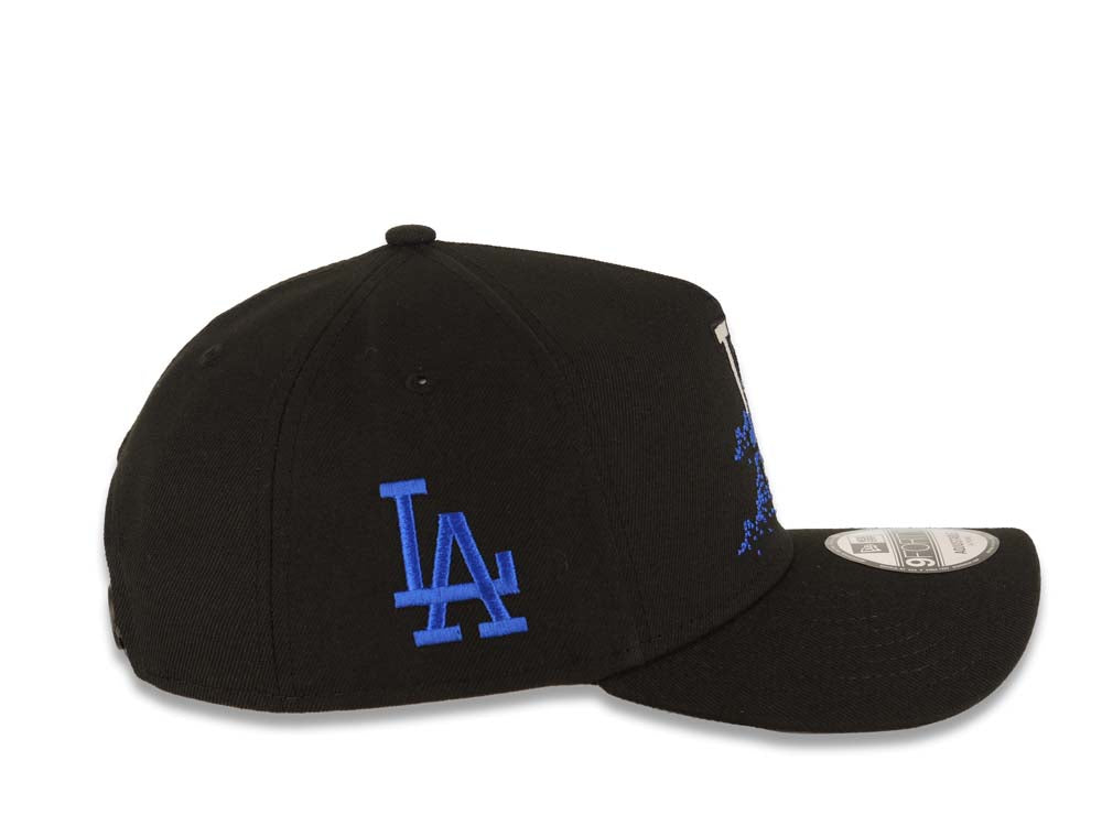 Los Angeles Dodgers New Era MLB 9FORTY 940 Adjustable A-Frame Cap Hat Black Crown/Visor White/Blue Logo With Dotted Flower Gray UV