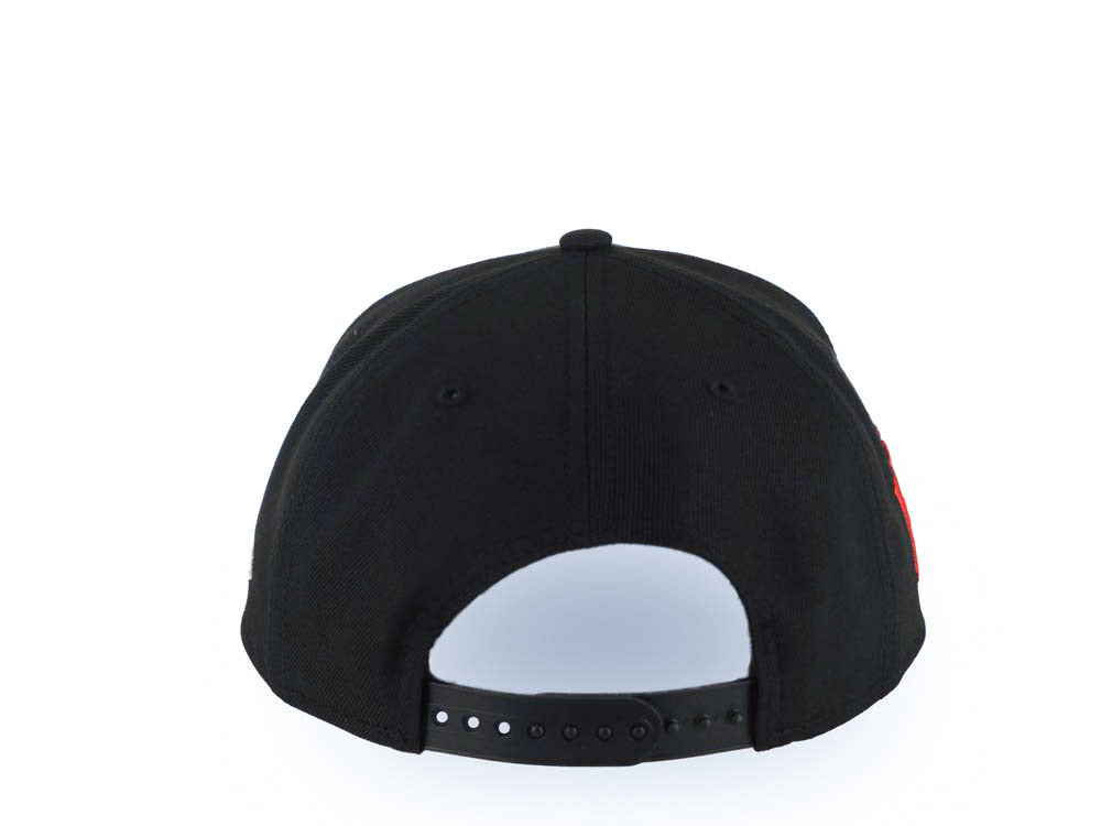 New York Yankees New Era MLB 9FORTY 940 Adjustable A-Frame Cap Hat Black Crown/Visor White/Red Logo With Dotted Flower Red UV