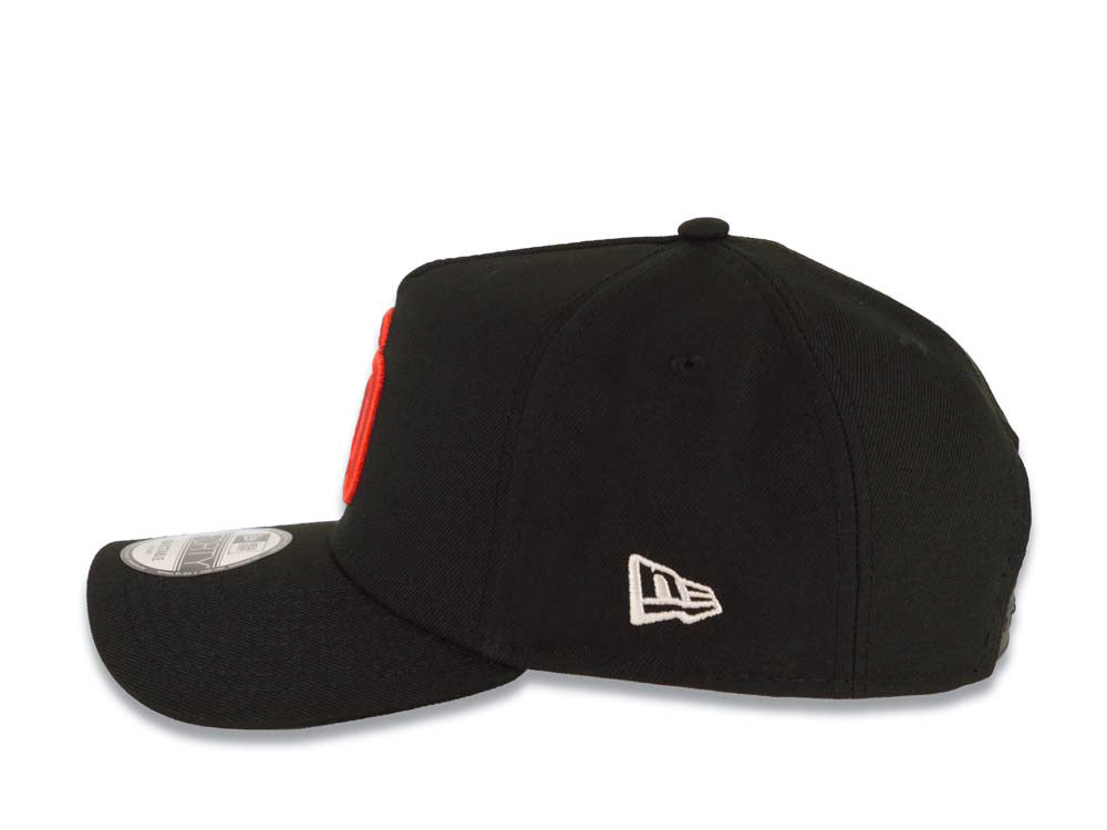 San Diego Padres New Era MLB 9FORTY 940 Adjustable A-Frame Cap Hat Black Crown/Visor Red Logo Calender Side Patch Gray UV