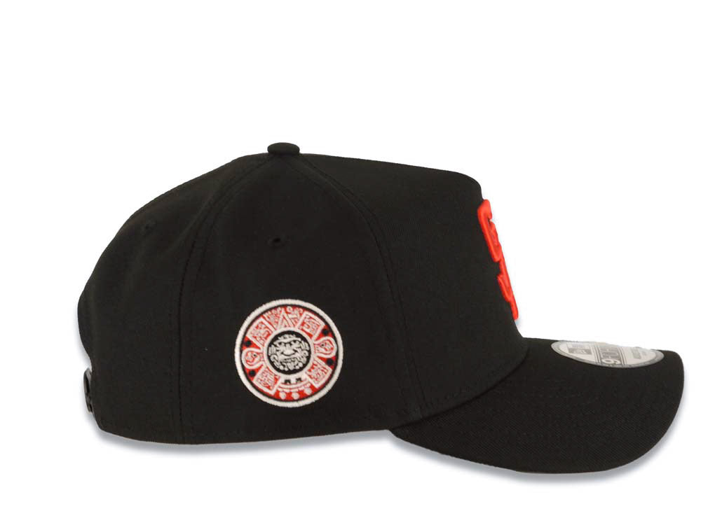 San Diego Padres New Era MLB 9FORTY 940 Adjustable A-Frame Cap Hat Black Crown/Visor Red Logo Calender Side Patch Gray UV