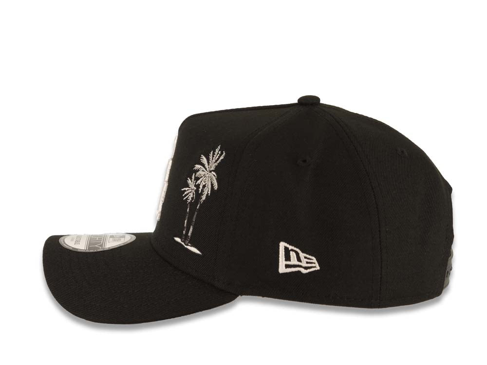 Los Angeles Dodgers New Era MLB 9FORTY 940 Adjustable A-Frame Cap Hat Black Crown/Visor White Logo With Palm Trees 40th Anniversary Stadium Side Patch