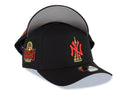 New York Yankees New Era MLB 9FORTY 940 Adjustable A-Frame Cap Hat Black Crown/Visor Red/Metallic Gold Empire Logo 2024 World Series Side Patch