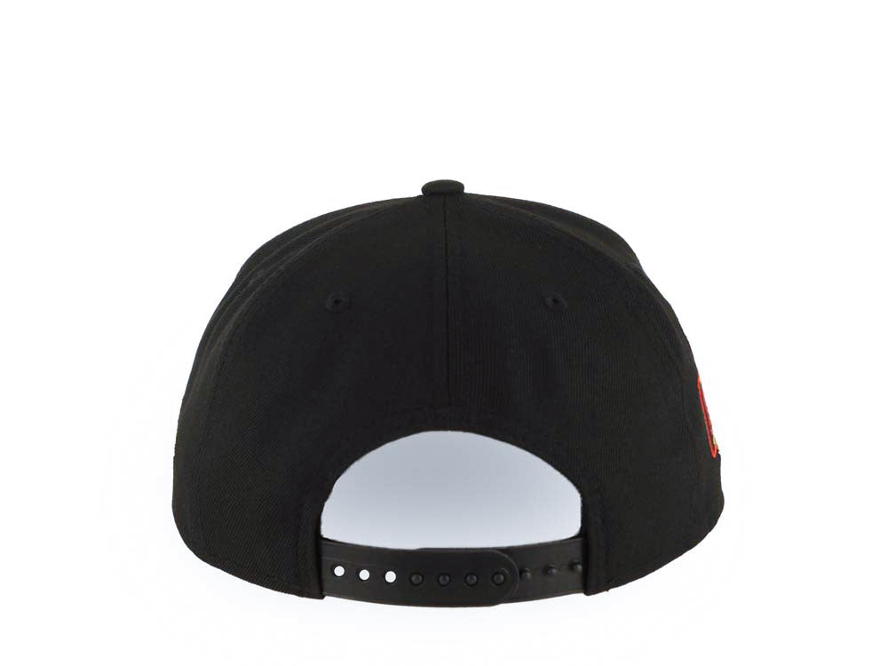 New York Yankees New Era MLB 9FORTY 940 Adjustable A-Frame Cap Hat Black Crown/Visor Red/Metallic Gold Empire Logo 2024 World Series Side Patch