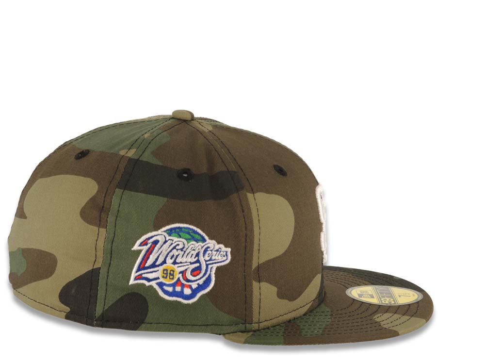 San Diego Padres New Era MLB 59FIFTY 5950 Fitted Cap Hat Camo Crown/Visor White Logo 1998 World Series Side Patch Gray UV