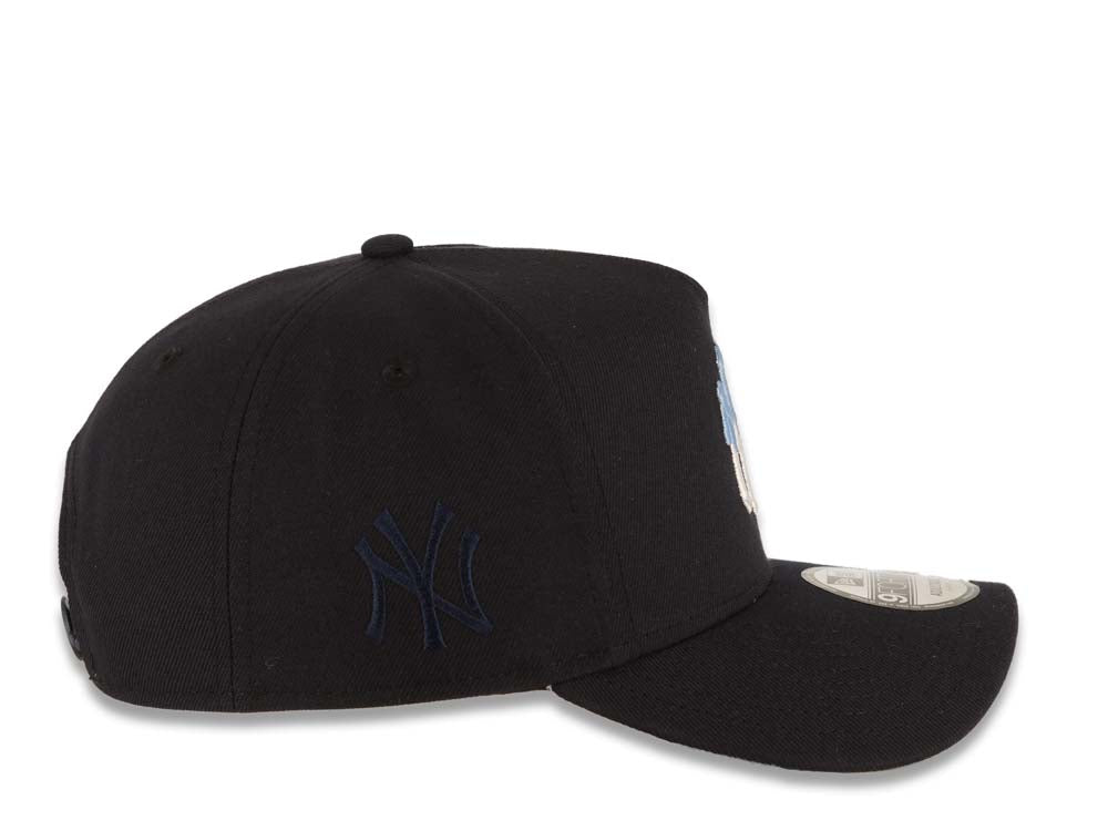 New York Yankees New Era MLB 9FORTY 940 Adjustable A-Frame Cap Hat Navy Blue Crown/Visor White/Sky Blue Drip Logo Sky Blue UV