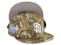 San Diego Padres New Era MLB 59FIFTY 5950 Fitted Cap Hat Real Tree Camo Crown/Visor White Logo 1998 World Series Side Patch (Gray UV)