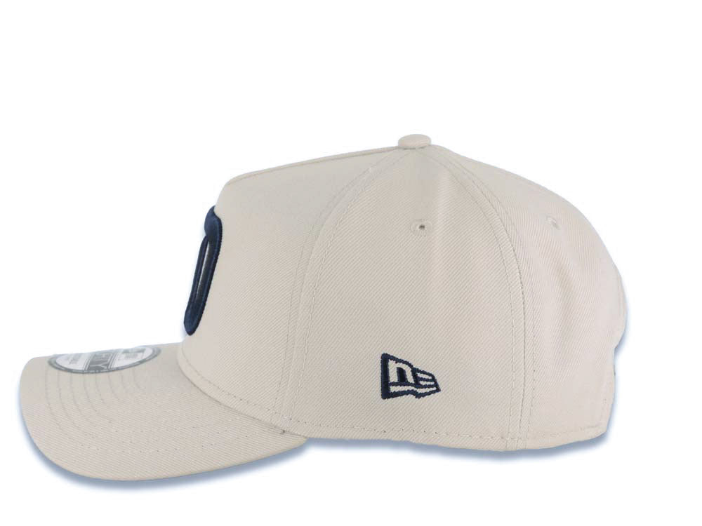 San Diego FC New Era MLS 9FORTY 940 Adjustable A-Frame Cap Hat Stone Crown/Visor Navy Blue Logo Navy Blue UV
