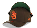 San Diego Padres New Era MLB 9FORTY 940 Adjustable A-Frame Cap Hat Brown Crown/Visor Orange Logo Green UV