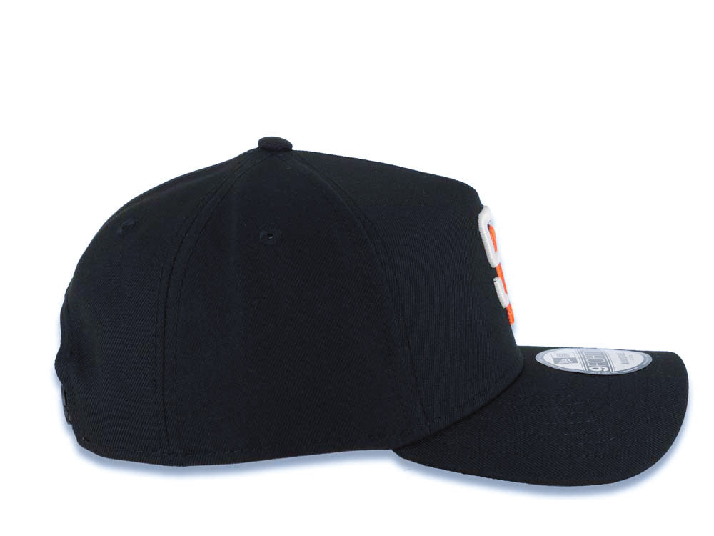 San Diego Padres New Era MLB 9FORTY 940 Adjustable A-Frame Cap Hat Black Crown/Visor Glow White/Orange Logo Gray UV