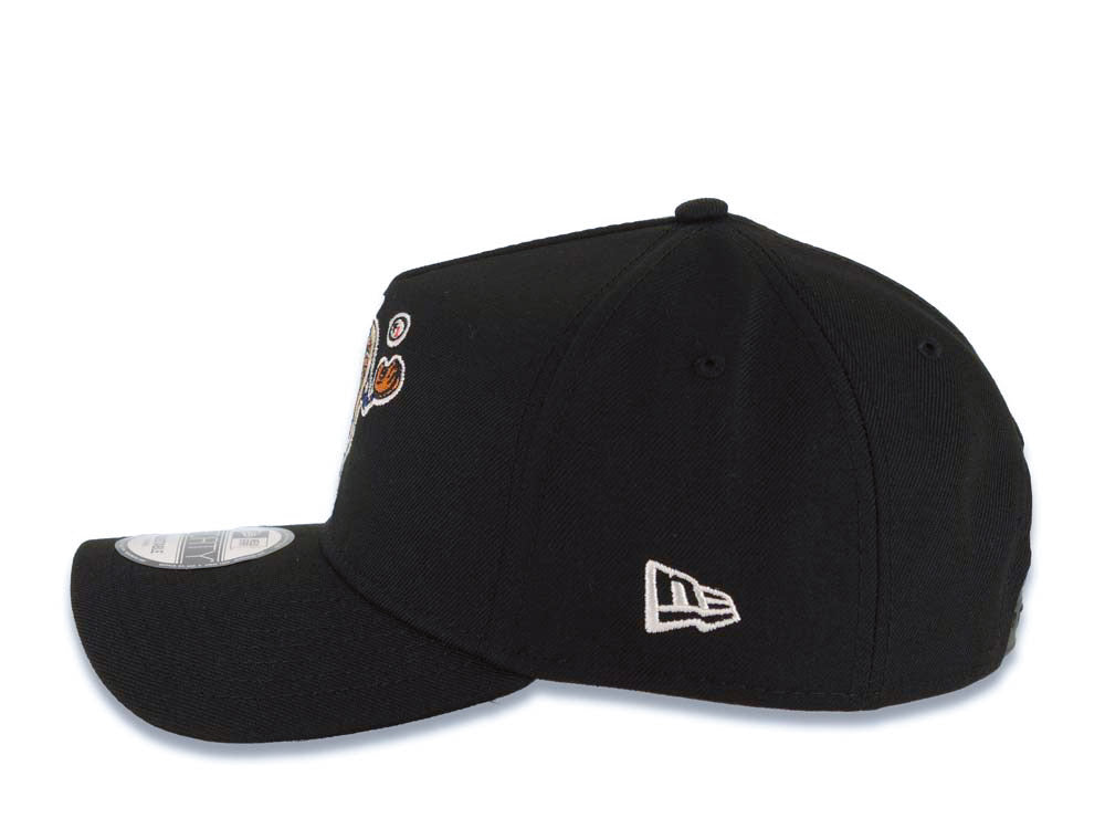 Los Angeles Dodgers New Era MLB 9FORTY 940 Adjustable A-Frame Cap Hat Black Crown/Visor Team Color Mascot Hot Dog Logo LA Side Patch Gray UV
