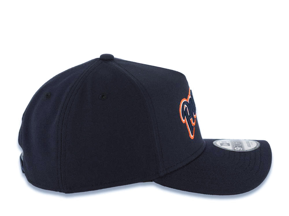 San Diego Padres New Era MLB 9FORTY 940 Adjustable A-Frame Cap Hat Navy Blue Crown/Visor Navy Blue/Orange/White Script Logo