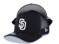 San Diego Padres New Era MLB 9FORTY 940 Adjustable A-Frame Mesh Trucker Cap Hat Navy Blue Crown/Visor White Logo