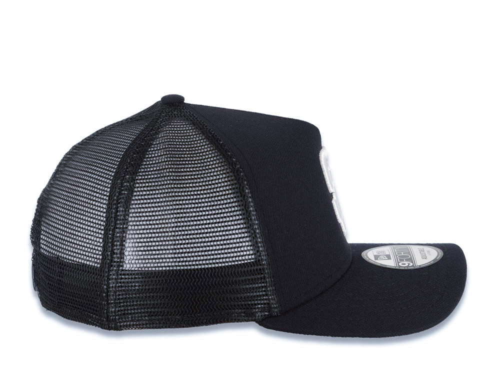 San Diego Padres New Era MLB 9FORTY 940 Adjustable A-Frame Mesh Trucker Cap Hat Navy Blue Crown/Visor White Logo
