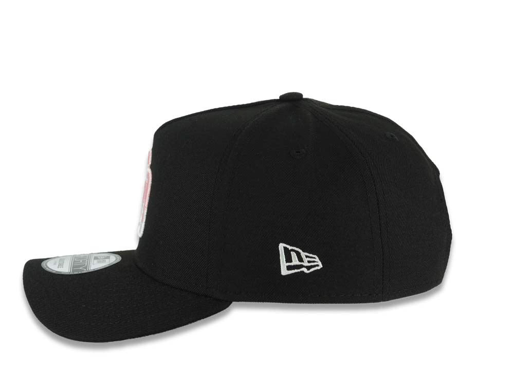 San Diego Padres New Era MLB 9FORTY 940 Adjustable A-Frame Cap Hat Black Crown/Visor Pink Drip With White Logo Gray UV
