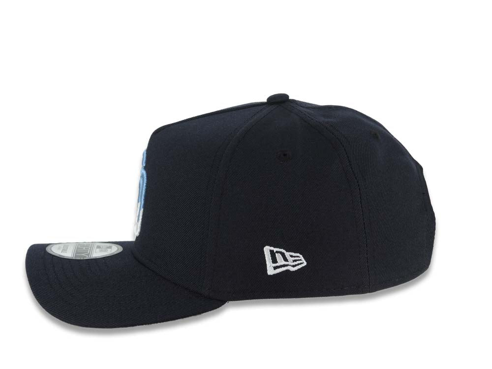 San Diego Padres New Era MLB 9FORTY 940 Adjustable A-Frame Cap Hat Navy Blue Crown/Visor White/Sky Blue Drip Logo Gray UV