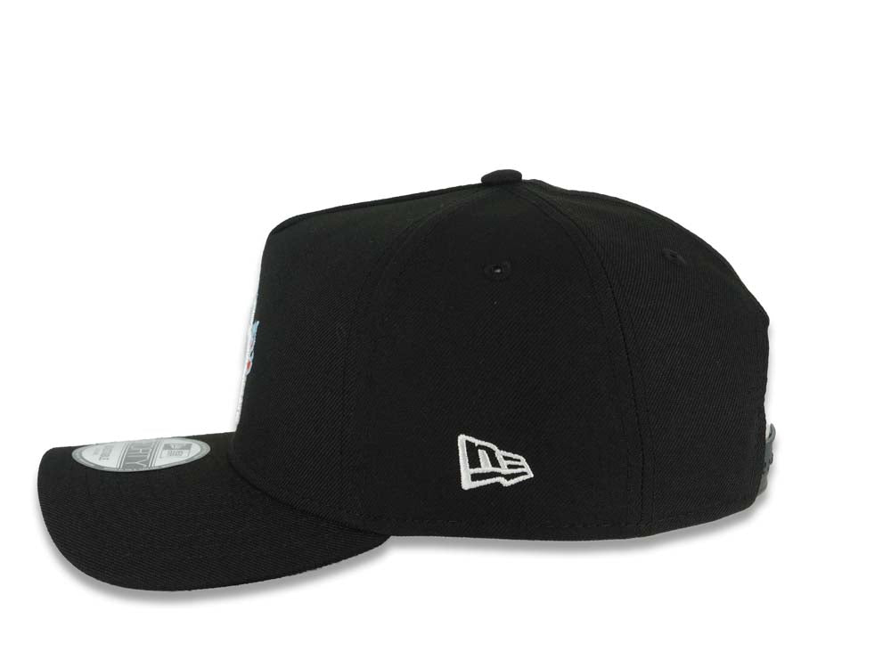 San Diego Padres New Era MLB 9FORTY 940 Adjustable A-Frame Cap Hat Black Crown/Visor White With Red Fire Flame Logo Gray UV