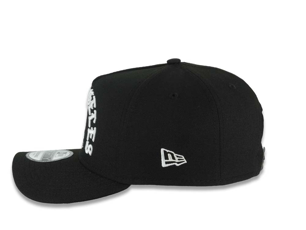 Los Angeles Dodgers New Era MLB 9FORTY 940 Adjustable A-Frame Cap Hat Black Crown/Visor White 1969 Major League Baseball Logo Gray UV