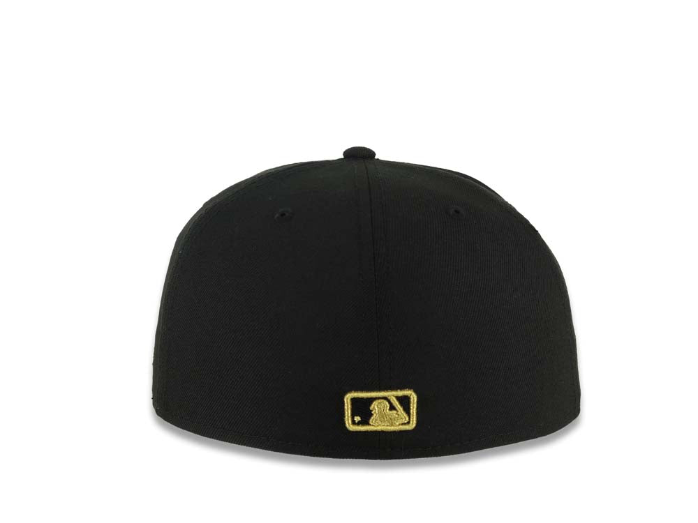 San Diego Padres New Era MLB 59FIFTY 5950 Fitted Cap Hat Black Crown/Visor Metallic Gold 1969 Major League Baseball Logo Gray UV