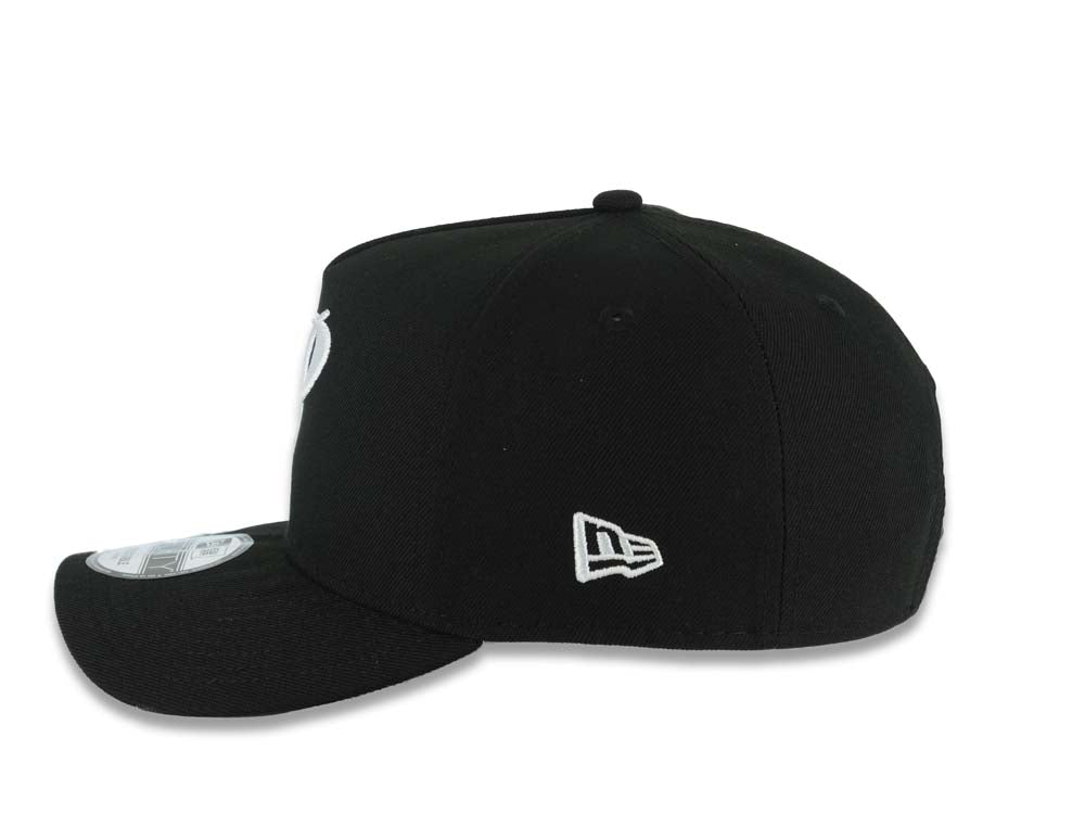 San Diego Padres New Era MLB 9FORTY 940 Adjustable A-Frame Cap Hat Black Crown/Visor White P Script Logo 40th Anniversary Side Patch Gray UV