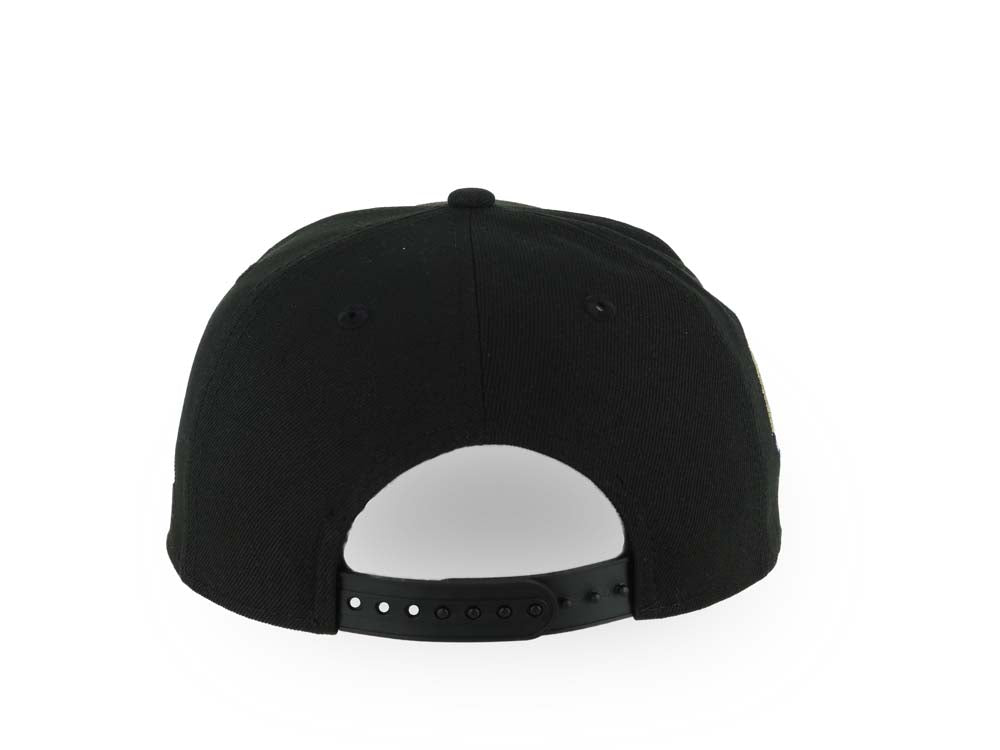 San Diego Padres New Era MLB 9FORTY 940 Adjustable A-Frame Cap Hat Black Crown/Visor White P Script Logo 40th Anniversary Side Patch Gray UV