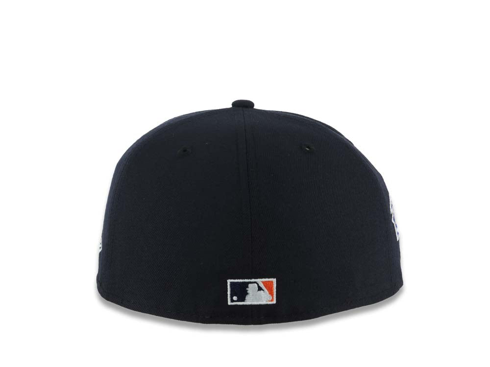 San Diego Padres New Era MLB 59FIFTY 5950 Fitted Cap Hat Navy Blue Crown/Visor Navy Blue/Orange Swinging Friar Logo 1998 World Series Side Patch Gray UV