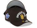 San Diego Padres New Era MLB 9FORTY 940 Adjustable A-Frame Cap Hat Brown Crown/Visor Yellow Logo With South Bay Script/Text 1998 World Series Side Patch
