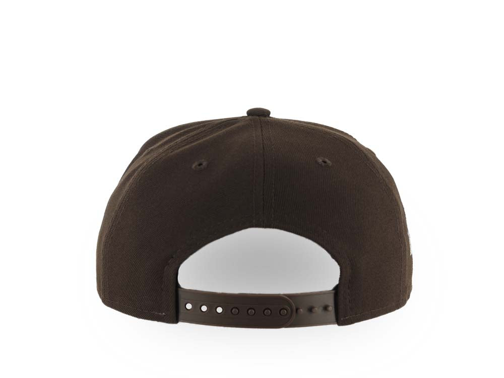 San Diego Padres New Era MLB 9FORTY 940 Adjustable A-Frame Cap Hat Brown Crown/Visor Yellow Logo With South Bay Script/Text 1998 World Series Side Patch