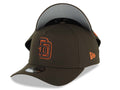 San Diego Padres New Era MLB 9FORTY 940 Adjustable A-Frame Hat Brown Crown/Visor Brown/Orange Logo Gray UV