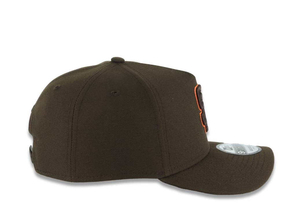 San Diego Padres New Era MLB 9FORTY 940 Adjustable A-Frame Hat Brown Crown/Visor Brown/Orange Logo Gray UV