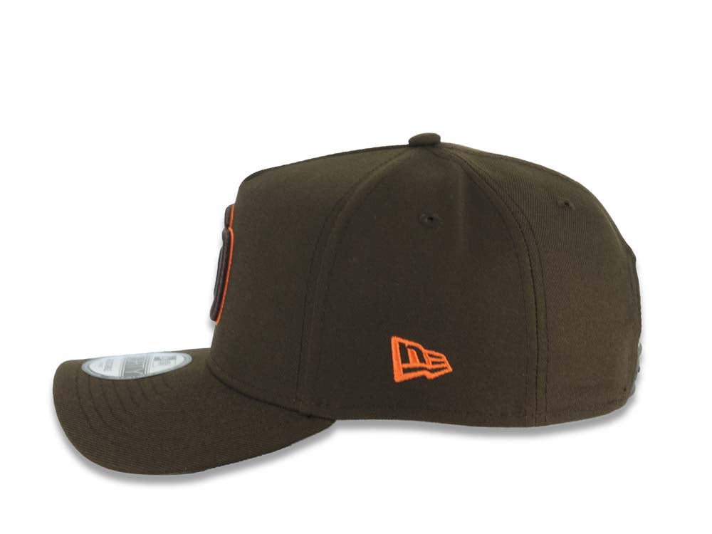 San Diego Padres New Era MLB 9FORTY 940 Adjustable A-Frame Hat Brown Crown/Visor Brown/Orange Logo Gray UV