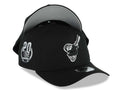 San Diego Padres New Era MLB 9FORTY 940 Adjustable A-Frame Hat Black Crown/Visor Black/White Swinging Friar Logo 20th Anniversary Side Patch Gray UV