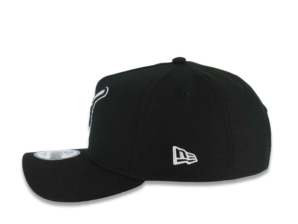 San Diego Padres New Era MLB 9FORTY 940 Adjustable A-Frame Hat Black Crown/Visor Black/White Swinging Friar Logo 20th Anniversary Side Patch Gray UV