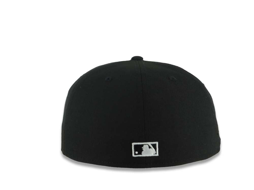 San Diego Padres New Era MLB 59FIFTY 5950 Fitted Cap Hat Black Crown/Visor Black/White Swinging Friar Logo Petco Park Stadium Side Patch