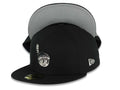 Yaquis de obregon New Era 59FIFTY 5950 Fitted Cap Hat Black Crown/Visor Black/Metallic Silver Head Logo Gray UV