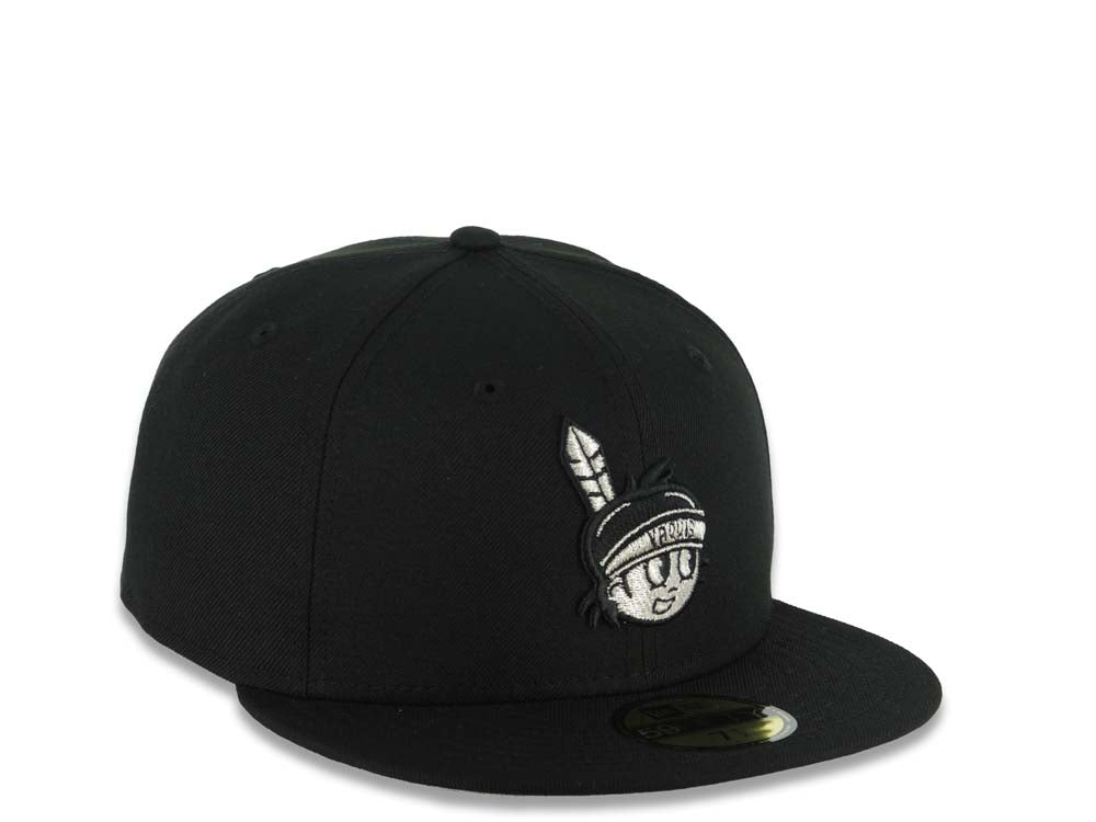 Yaquis de obregon New Era 59FIFTY 5950 Fitted Cap Hat Black Crown/Visor Black/Metallic Silver Head Logo Gray UV