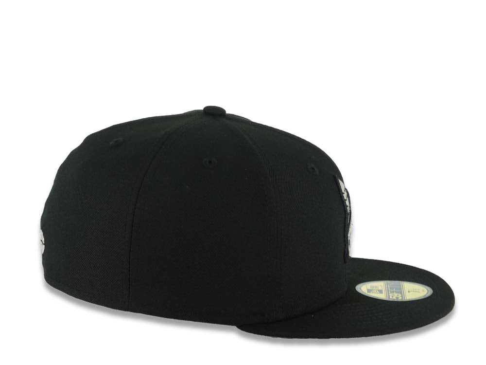 Yaquis de obregon New Era 59FIFTY 5950 Fitted Cap Hat Black Crown/Visor Black/Metallic Silver Head Logo Gray UV