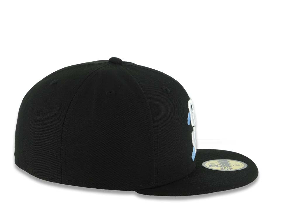 San Diego Padres New Era MLB 59FIFTY 5950 Fitted Cap Hat Black Crown/Visor White Logo With Sky Blue Clouds Gray UV