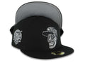 San Diego Padres New Era MLB 59FIFTY 5950 Fitted Cap Hat Black Crown/Visor Black/White Sugar Skull Logo 40th Anniversary Side Patch Gray UV