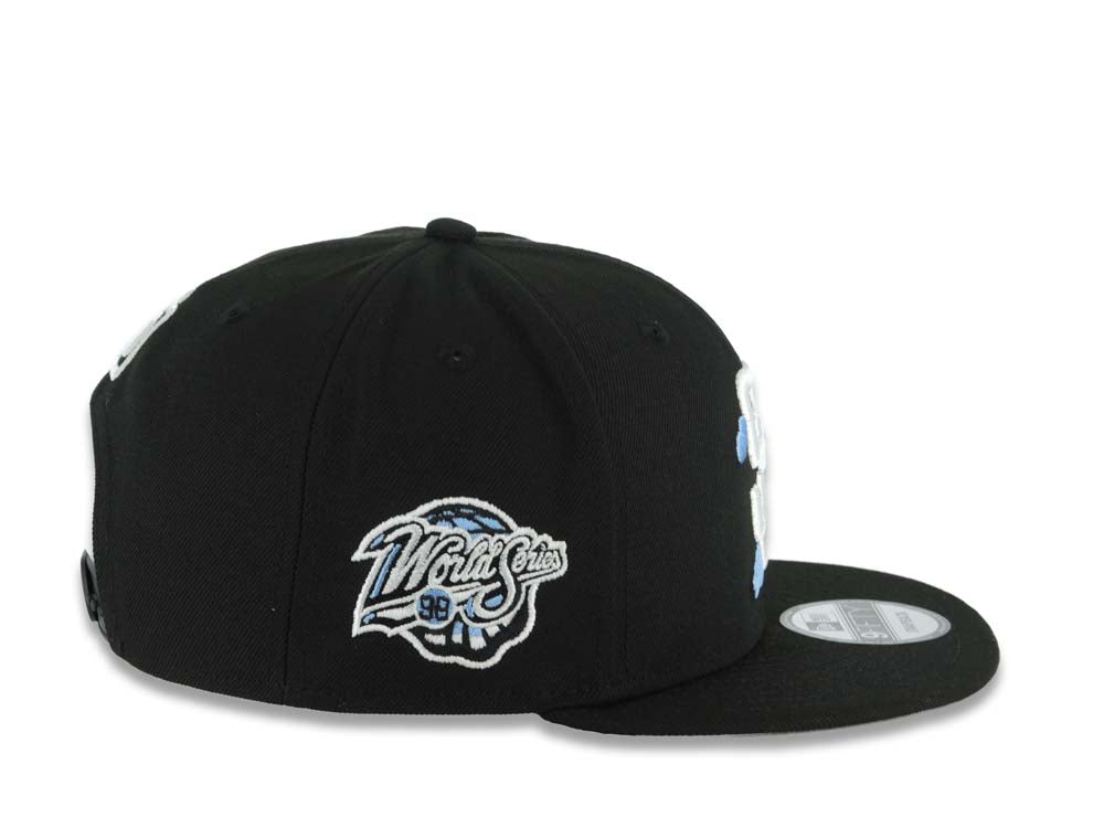 San Diego Padres New Era MLB 9FIFTY 950 Snapback Cap Hat Black Crown/Visor White Logo With Sky Blue Clouds 1998 World Series Side Patch Gray UV