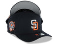San Diego Padres New Era MLB 9FORTY 940 Adjustable A-Frame Cap Hat Navy Blue Crown/Visor White/Orange Logo 40th Anniversary Side Patch Gray UV