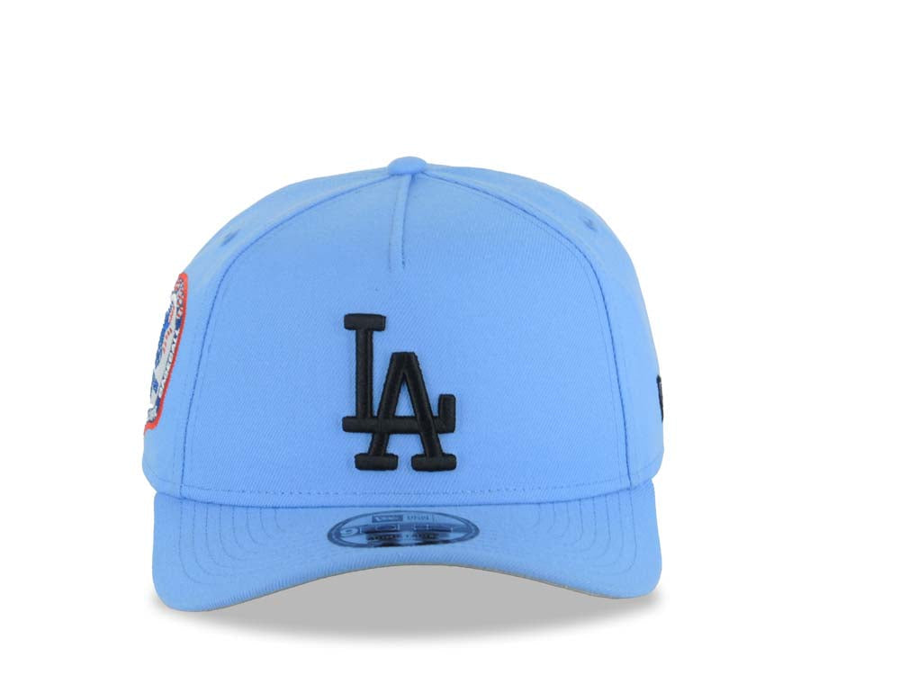 Los Angeles Dodgers New Era MLB 9FORTY 940 Adjustable A-Frame Cap Hat Sky Blue Crown/Visor Black Logo 1984 Stadium Side Patch Gray UV