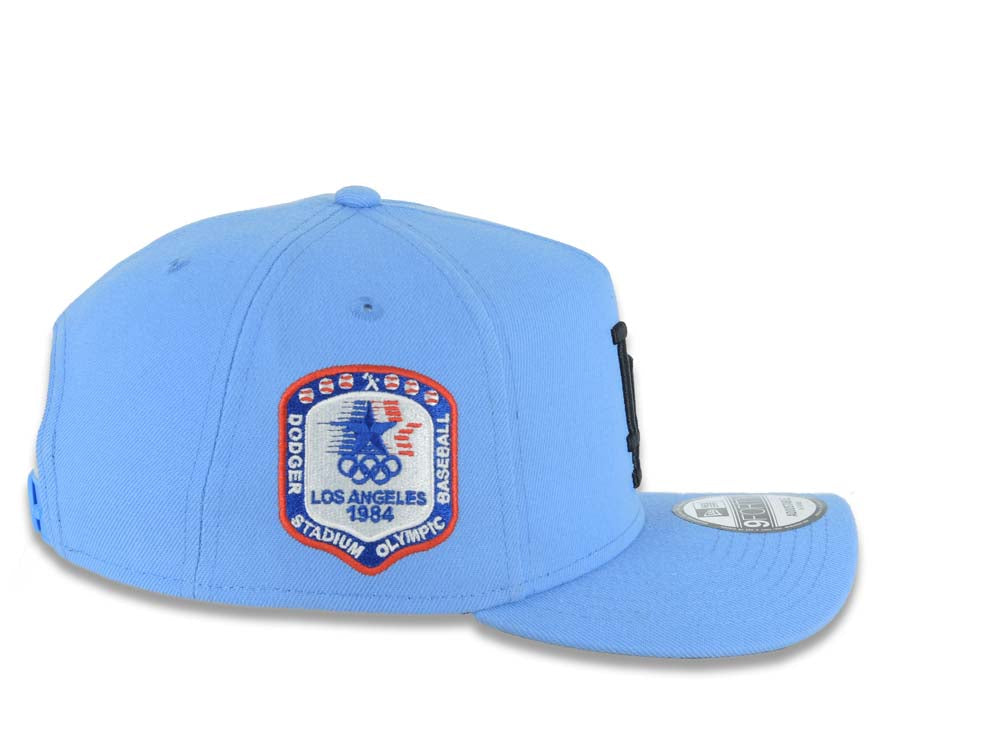 Los Angeles Dodgers New Era MLB 9FORTY 940 Adjustable A-Frame Cap Hat Sky Blue Crown/Visor Black Logo 1984 Stadium Side Patch Gray UV