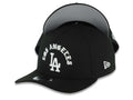 Los Angeles Dodgers New Era MLB 9FORTY 940 Adjustable A-Frame Cap Hat Black Crown/Visor White Logo With Text/Script Gray UV