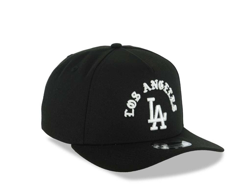 Los Angeles Dodgers New Era MLB 9FORTY 940 Adjustable A-Frame Cap Hat Black Crown/Visor White Logo With Text/Script Gray UV