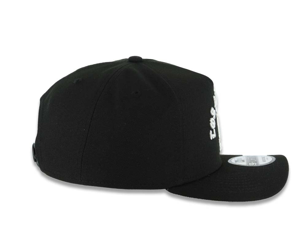 Los Angeles Dodgers New Era MLB 9FORTY 940 Adjustable A-Frame Cap Hat Black Crown/Visor White Logo With Text/Script Gray UV